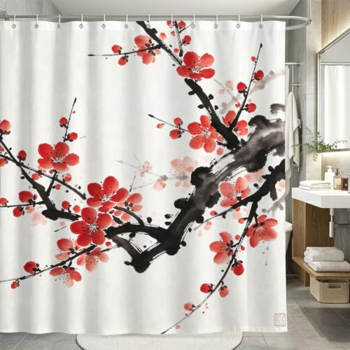 Rideau de douche style chinois étanche contre éclaboussures de bain - 3