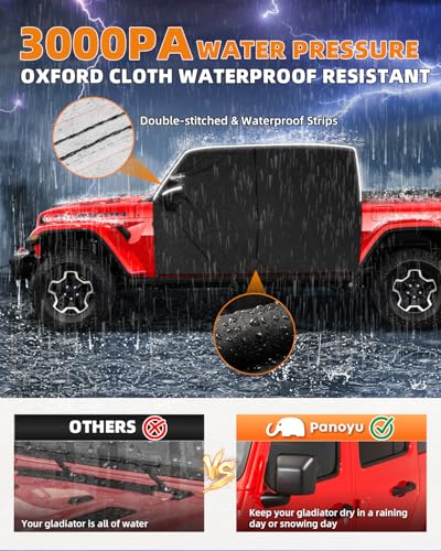 Image of Waterproof Cab Covers Fit for Gladiator JT 2019-2025, Scratchproof Inner Cotton Car Cover with Driver Door Zipper Windproof Straps All Weather UV Protection