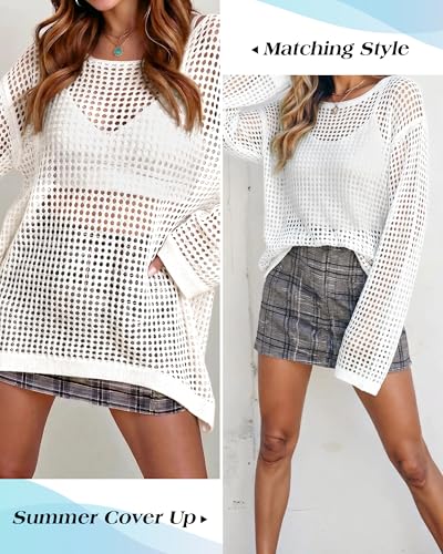 Image of CoCozy Crochet Cover Up for Women Mesh Hollow Out Bikini Cover Ups for Swimwear Summer Swimsuit 2026