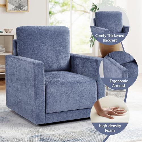 Sillón giratorio cuadrado azul con almacenamiento oculto miniatura 3