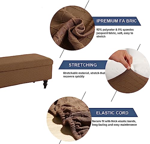 Image of FUANGUI Ottoman Cover Stretch Storage Ottoman Bench Slipcover Printed Folding Storage Bench Ottoman Cover Footrest Stool Slipcover Footstool Protector Cover with Elastic Bottom, Large