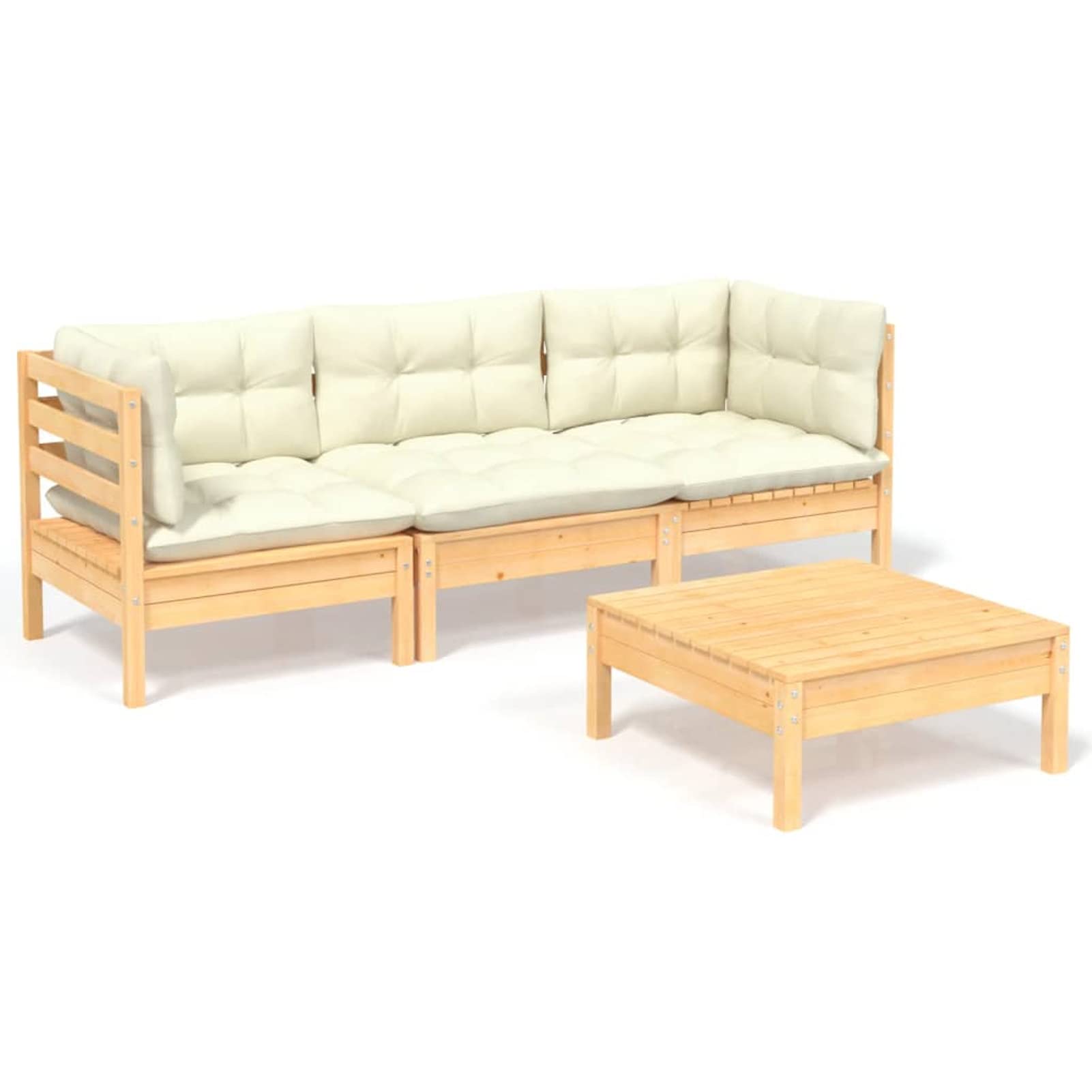 Set Divani Da Giardino 5 Pz | Set Salotto Da Giardino | Mobili Giardino Bianco In Legno Massello Di Pino Cfw26156 92205306