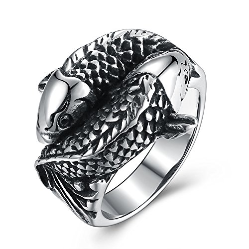 LQinuan Koi Carp Design Stainless Steel Rings for Men Boys Jewelry Chic Punk Fish - //coolthings.us