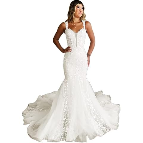 Women’s Laces Appliques Wedding Gowns Sweep Train V-Neck Tulle Ball Gown Boho Bridal Dresses 2024 Ivory Cover