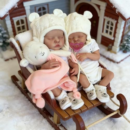 Reborn Babypuppen Silikon Ganzkörper Vinyl Zwillinge Mädchen – 18 Zoll Realistische Babypuppe Lebensechte Babys Zwillinge Puppen Waschbare Neugeborenen Baby Puppe für Kinder – Bild 7