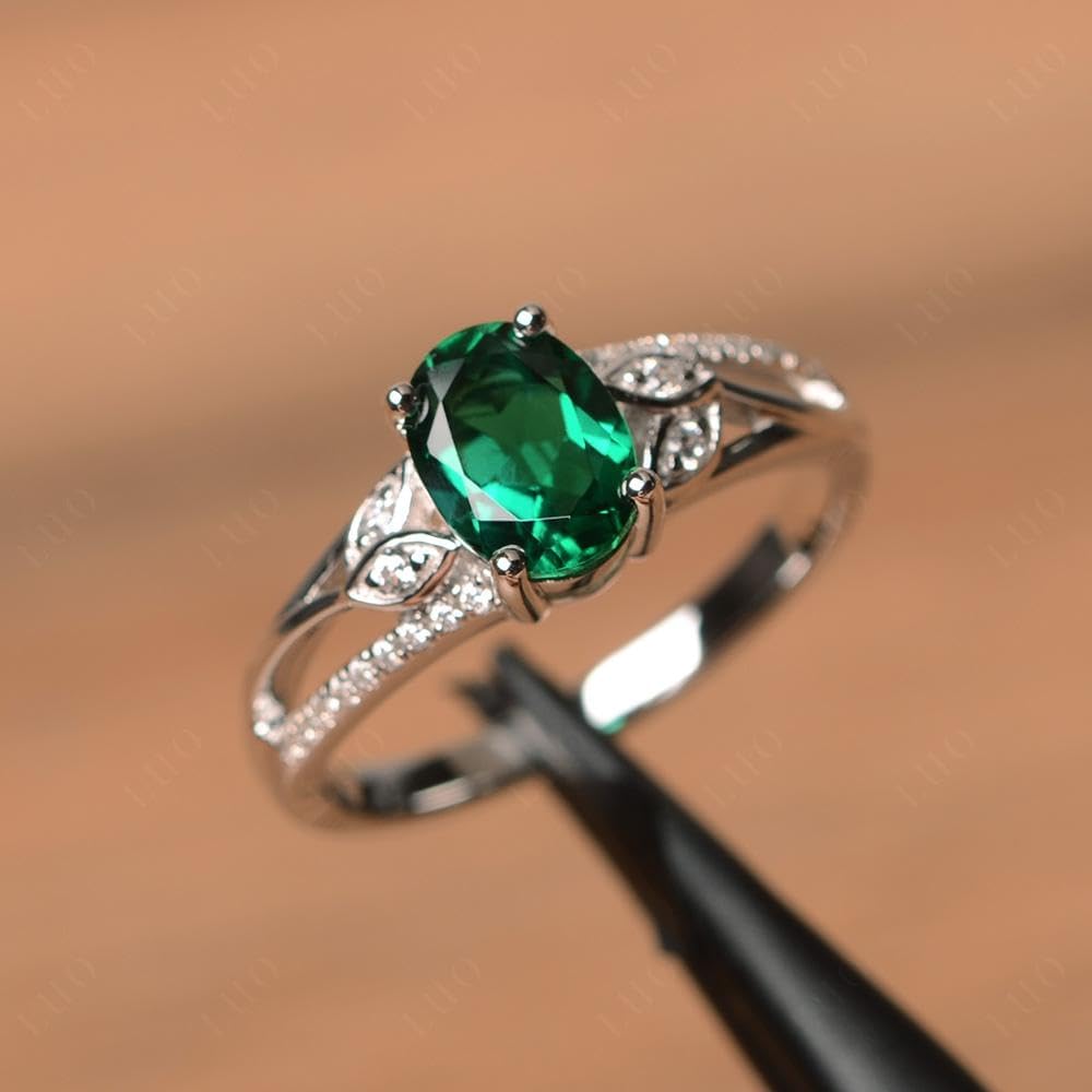 925 Sterling Silver Oval Shaped 8X6 MM Gemstone Ring Leaf Engagement Ring for Women Jewelry