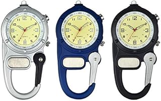 JewelryWe Men Women Clip-on Quartz Watch Backpack Fob Belt Watch Luminous Mini Microlight
