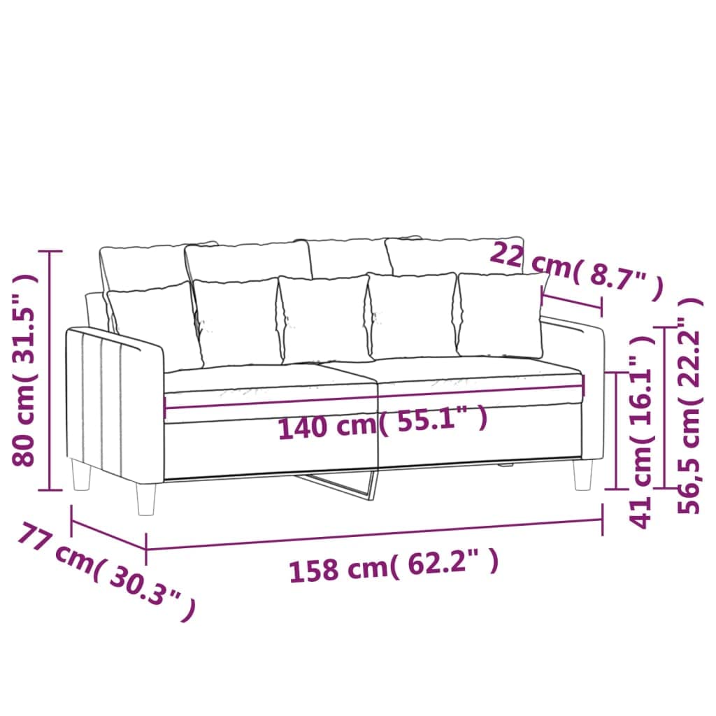 LAPOOH 2-Sitzer-Sofa Dunkelgrau 140 cm Samt, Loungesofa, Sofas & Couches, Relaxsofa, Couch für Wohnzimmer, 359304