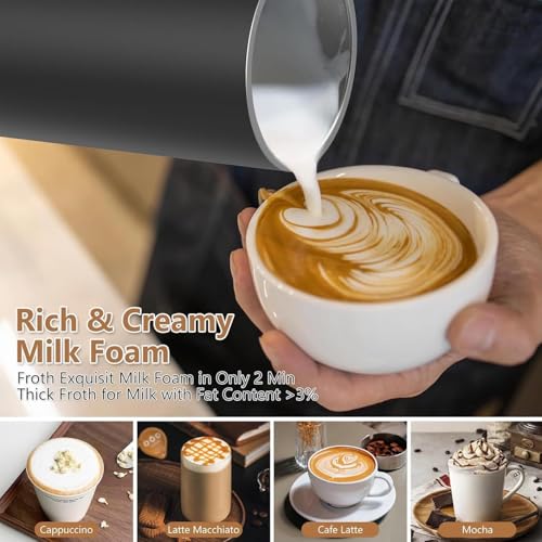 4-in-1 Electric Milk Frother - Automatic Warmer and Steamer for Cappuccino, Latte, Macchiato & Hot Chocolate - 350ml Non-Stick Foam Maker - Image 6