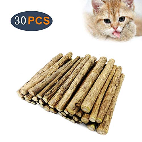 Matatabi, Catnip Gatto, Bastoncini di Erba gatta, Trattamento Dentale Naturale e Giocattolo, per la Protezione e la Cura dei Denti, Confezione da 30 bastoni (Brown)