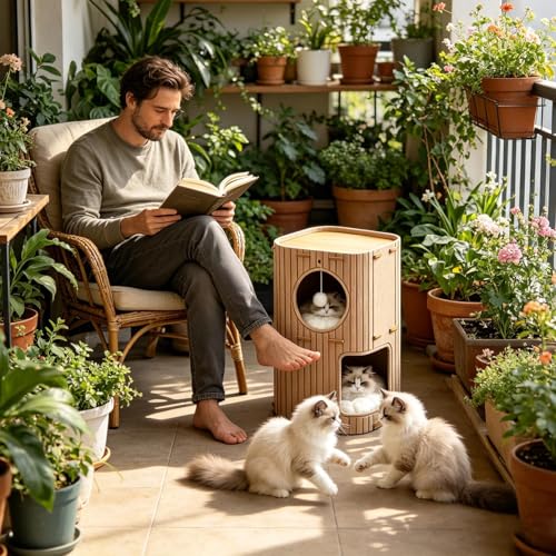 Niche pour chat résistante aux griffes avec double couche intérieure
