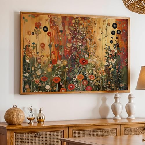 Affiche Gustav Klimt fleurs sauvages dorées art mural vintage 70x110 cm