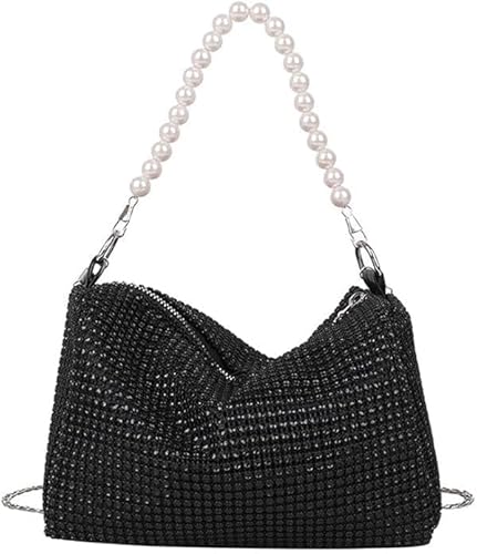 Fonyiunce Glitzer Tasche mit Hoher Kapazität - Elegante Clutch mit Abnehmbarer Kette für Abend, Prom, Hochzeit, Party