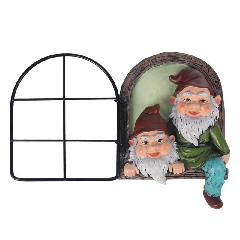 Estatua de gnomo de jardín con diseño de elfo fuera de la puerta, decoración de árbol de gnomos divertida para exteriores, adorno de césped de patio