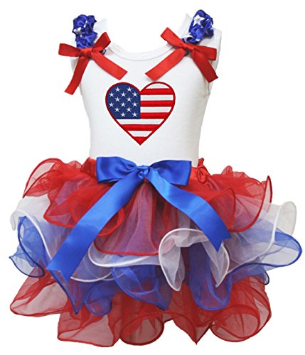 Image of Petitebella USA Heart Shirt Petal Skirt Outfit Nb-8y