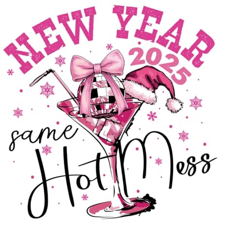 Happy Pink New Year Iron Transfer Patch Heat Transfer Sticker Vinyl Design Iron Applique T-Shirt Clothing DIY Craft Applique Clothing Decoration (P3)
