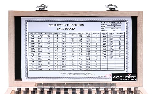 Image of Accusize Industrial Tools Precision 81-Piece Steel Gauge Block Set, Grade B Accuracy, Corrosion-Resistant, P900-S581