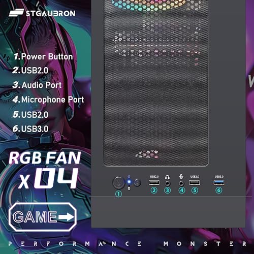 Image of STGAubron Gaming PC Computer Desktop, Radeon RX 5500 XT 8G GDDR6, Intel Core i5-9400F up to 4.1GHz, 16G DDR4, 512G SSD, 600M WiFi, BT 5.0, RGB Fan x4, Windows 11 Home