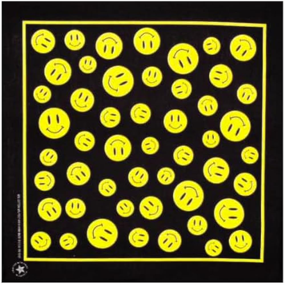 Amazon.com: Hav-A-Hank Smiley Face Black Bandanna, Made in USA