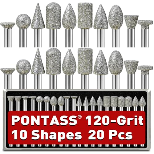 20PCS 120Grit Diamond Grinder Bits Fits Dremel Rotary Tool