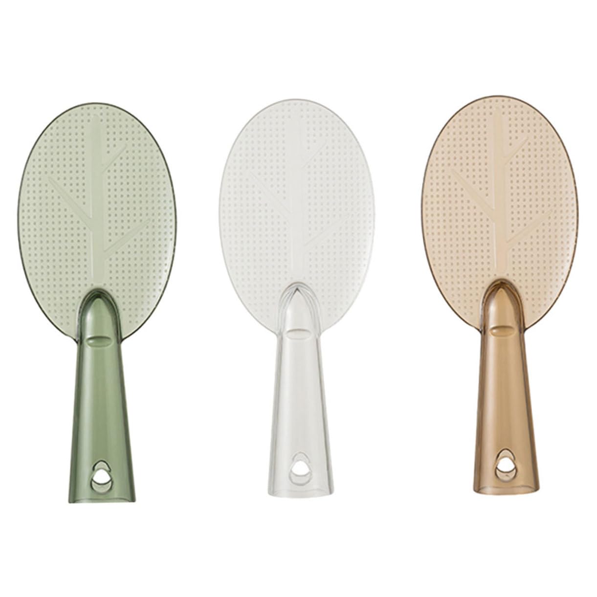 Cabilock 3Pcs Leaf Shaped Nonstick Rice Spoon Freestanding Rice Paddle for Easy to Clean Kitchen Utensils and Transparent Colors