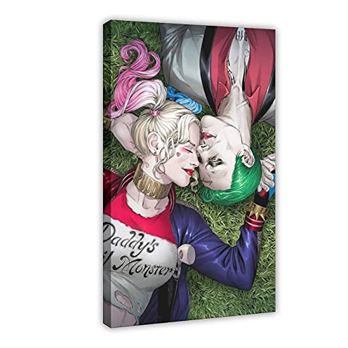 NUAA DC Comics Poster sur toile Harley Quinn et Jack le Joker 2 pour décoration de chambre à coucher, paysage sportif, bureau, décoration de chambre, cadre cadeau : 50 x 75 cm