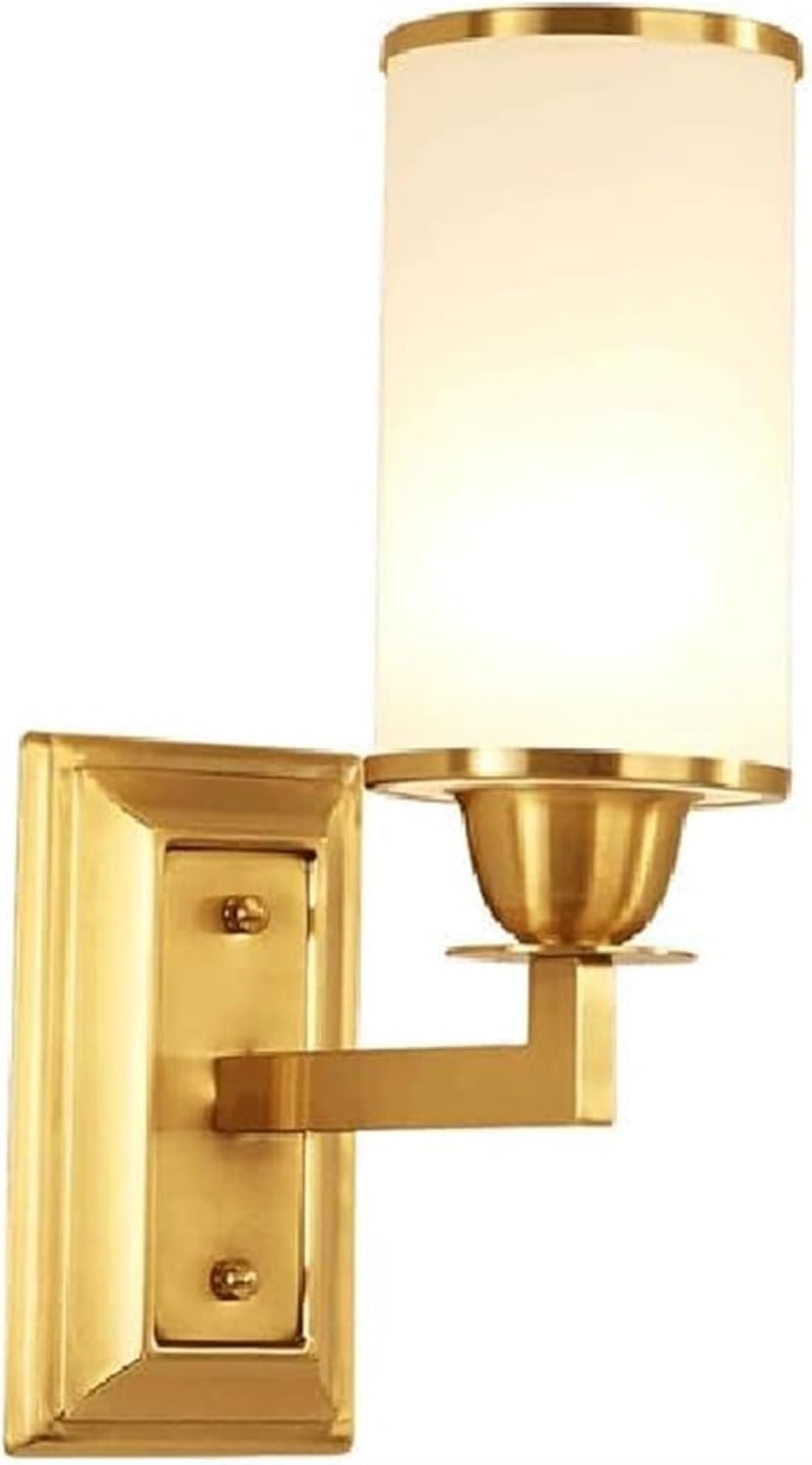 Cwcqgh Gold/Light E26/E27 American Simple Style Wall Sconces Single Head All Copper Material Wall Lamp