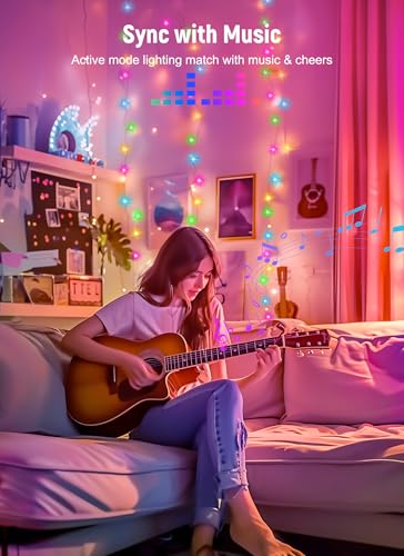 Image of Smart Fairy Lights Plug in, 2 Pack 33FT 100LEDs USB Bluetooth Twinkle Lights with Timer and Remote, App Control Starry String Lights 8 Modes for Wedding Party Indoor Christmas Decoration, Multicolor