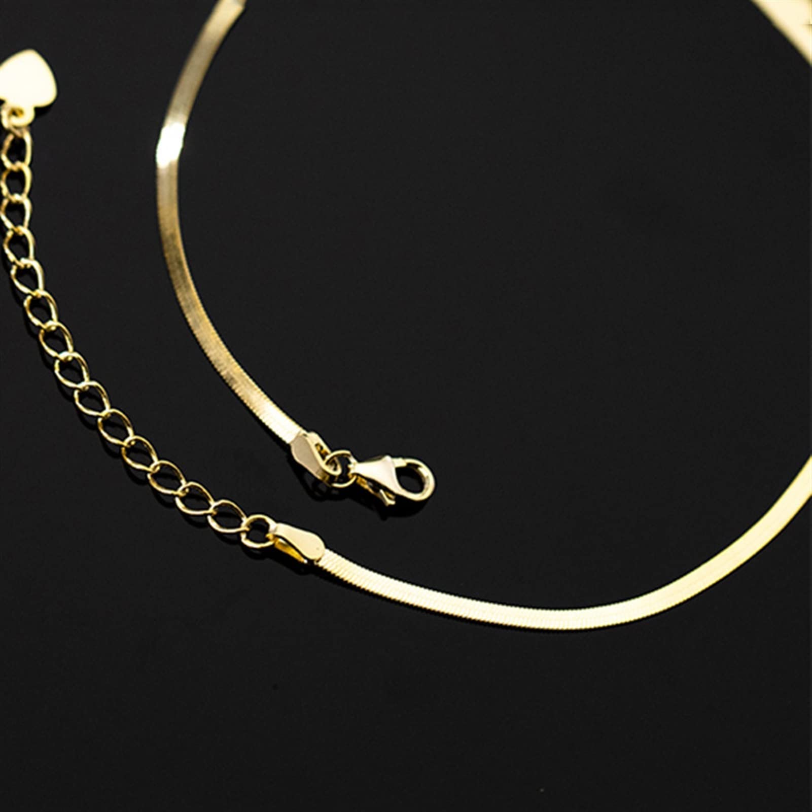 Cavigliere Cavigliera in Argento Sterling 925 Minimalista in Oro 18 carati con Osso di Serpente Lucido Cavigliera per Donna Accessori per Gioielli da Festa con ciondoli Estivi da Spiaggia Cavigliere