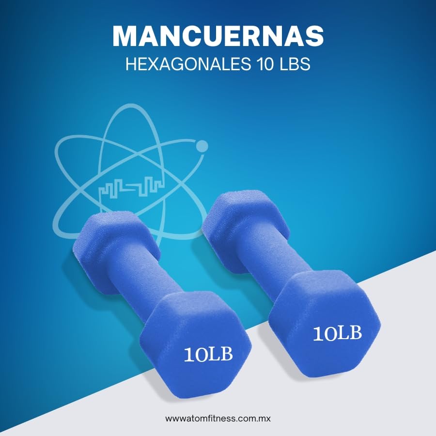 Pesas, Sports mancuernas 10 kg Marca ATOM FITNESS (2)