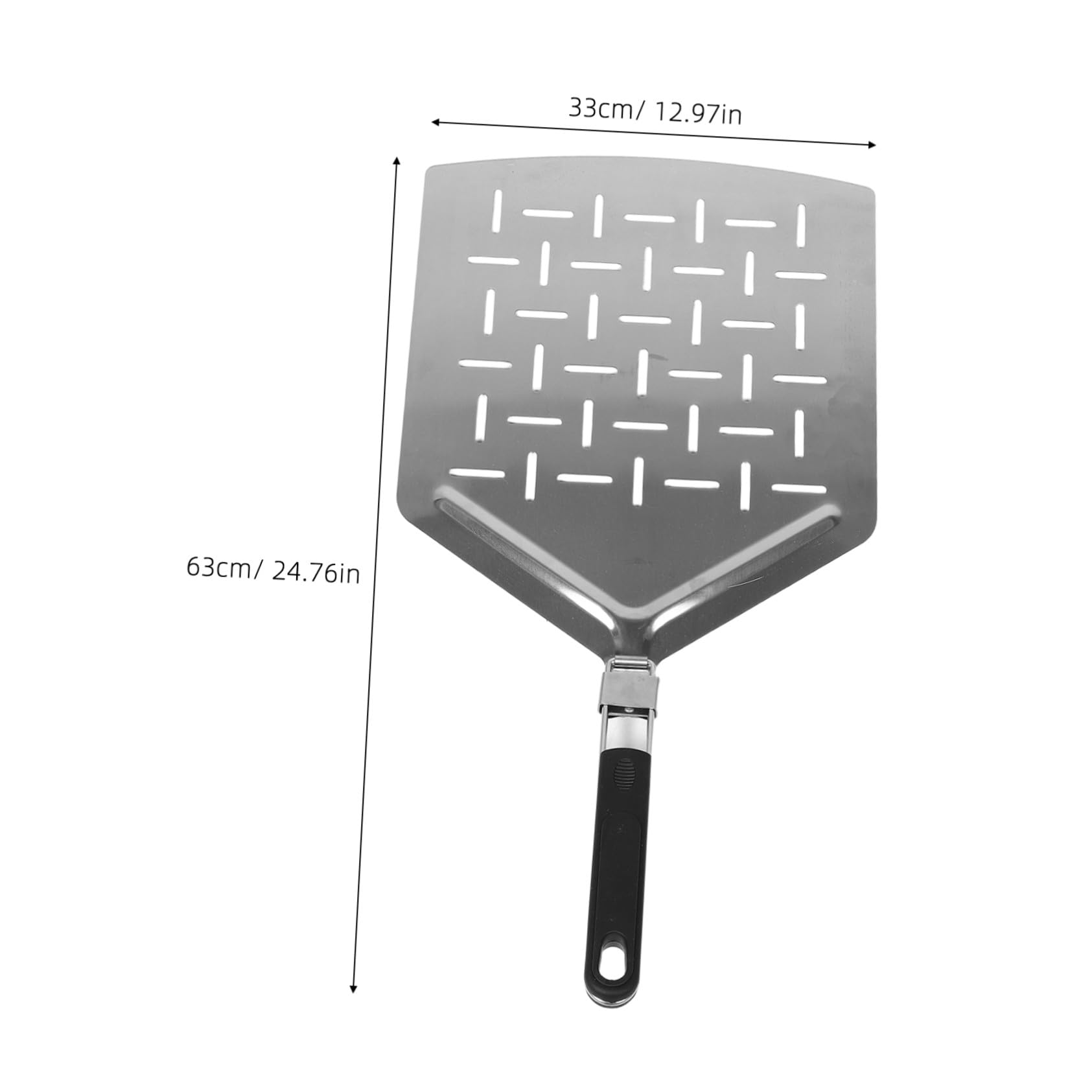 TOPBATHY Perforierter Pizzaschieber Rechteckiger Spatel aus Edelstahl 33cm mit Klappbarem Griff Faltbarer Pizzaspatel für Backen und Outdoor Einsatz