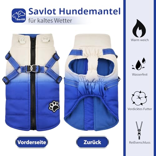 Savlot Hundejacken für den Winter Wasserdichter Hundemantel Winter Warme Jacke Welpen Winter Warme Jacke Kleines Hundejacke Outfit für kleine mittel Hunde(XL, Blau)