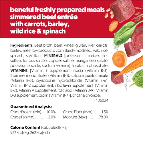 Image of Purina Beneful Dog Food Freshly Prepared Meals Simmered Beef Entree with Carrots, Barley, Wild Rice and Spinach - (Pack of 8) 10 oz. Tubs
