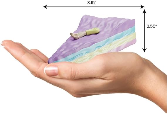 Taba Jelly Squishies Rainbow Cake - FuFu Squeeze Figure with Custom Decorations - Stretchy Sticky Desktop Novelty Collectible with Reusable Storage Pouch