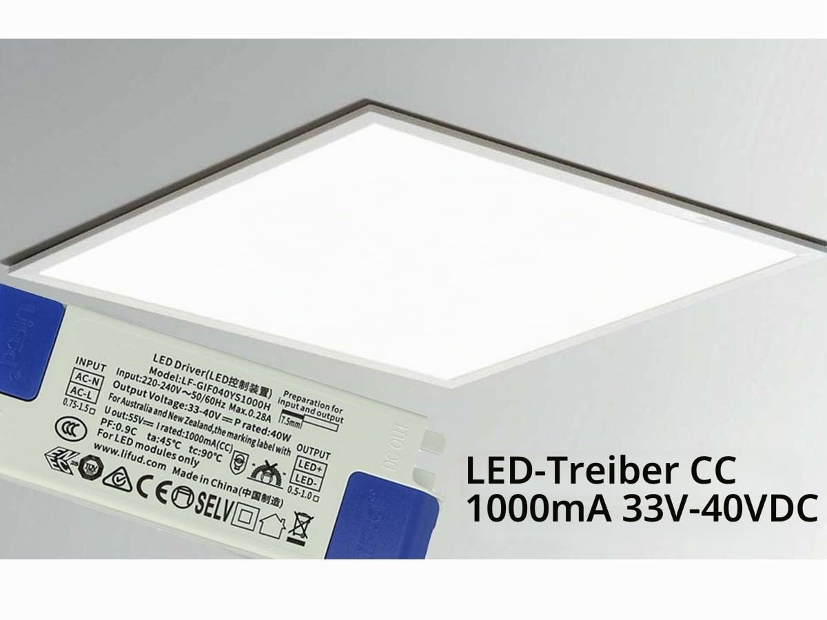 LED Driver DC 1000mA 33V-40V DC 40W Konstantstromversorgung für LED Panel 60x60cm