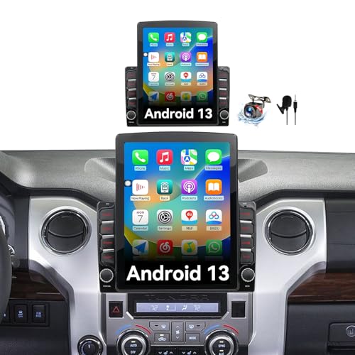 Car Stereo Radio Compatible with Toyota Tundra 2014-2021 with Wireless CarPlay Android Auto, Android 15 Head Unit, 9.7 Inch Touchscreen Support Bluetooth, FM/GPS/WiFi/Mirror Link/Backup Camera