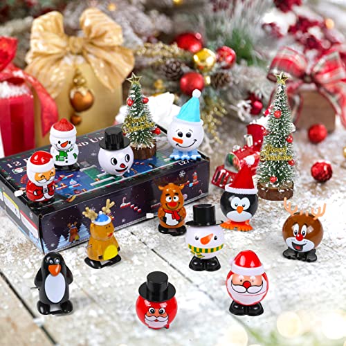 12 Piece Christmas Wind-Up Toys for Kids Party Favors, Birthday Christmas Gift Stocking Stuffers Goody Bag Fillers