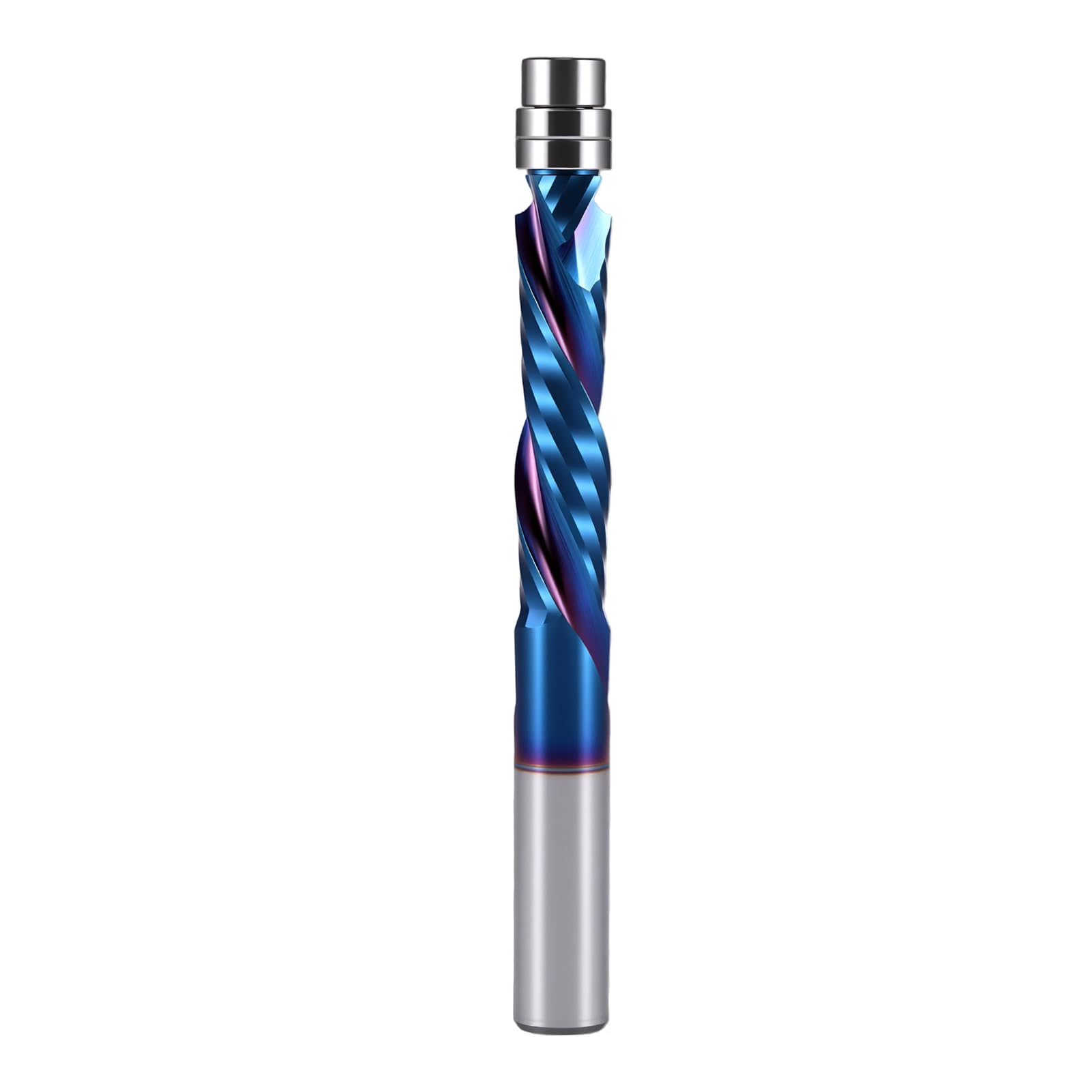 Spiral Flush Cutter 8 mm Shank, Up & Down Compression Cut Flush Trim Bit, 35 mm Schneiddurchmesser, 80 mm Schneidlänge Spiral Rilte Doppelkugellager Holzschneider