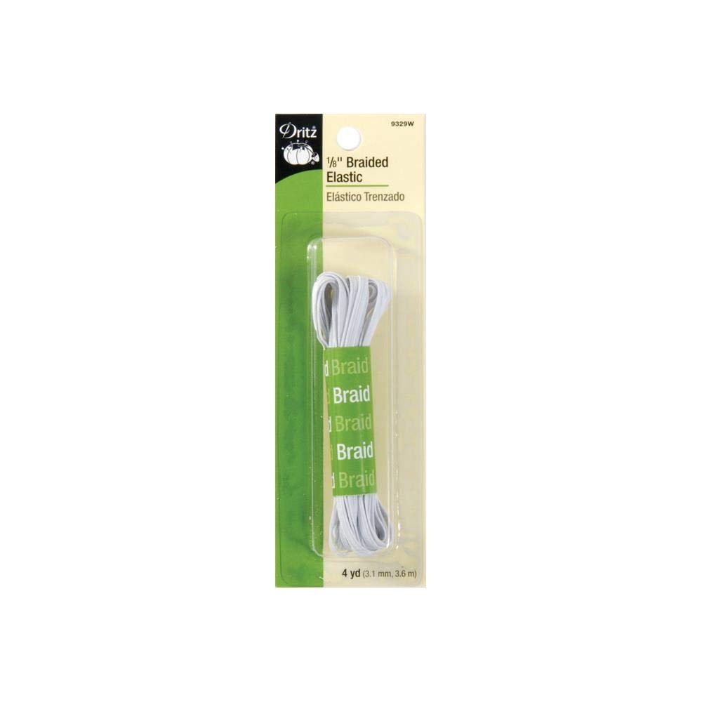Braided Elastic 1/8 Wide 4 yds White