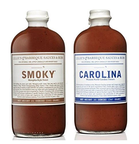 Lillie's Q Barbeque Sauce- CAROLINA 20 oz & Barbeque Sauce- SMOKY 21 oz