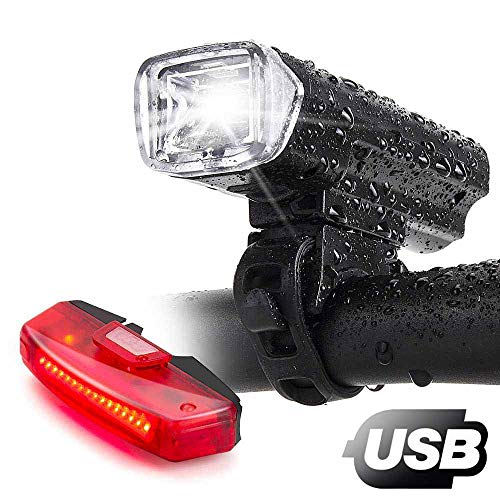 Bike Lights,Bike Headlight with [Free Biicycle Taillight], LERMX USB Rechargeable Waterproof Bicycle Lights