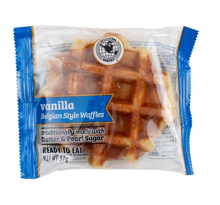 Belgian Style Waffles, Vanilla – 2 oz Individual Wrapped, 12 Count – Authentic Soft & Sweet Liege Style Waffles – Gourmet To Go Breakfast Snack – Non GMO, No Artificial Flavors (Total 24 oz)