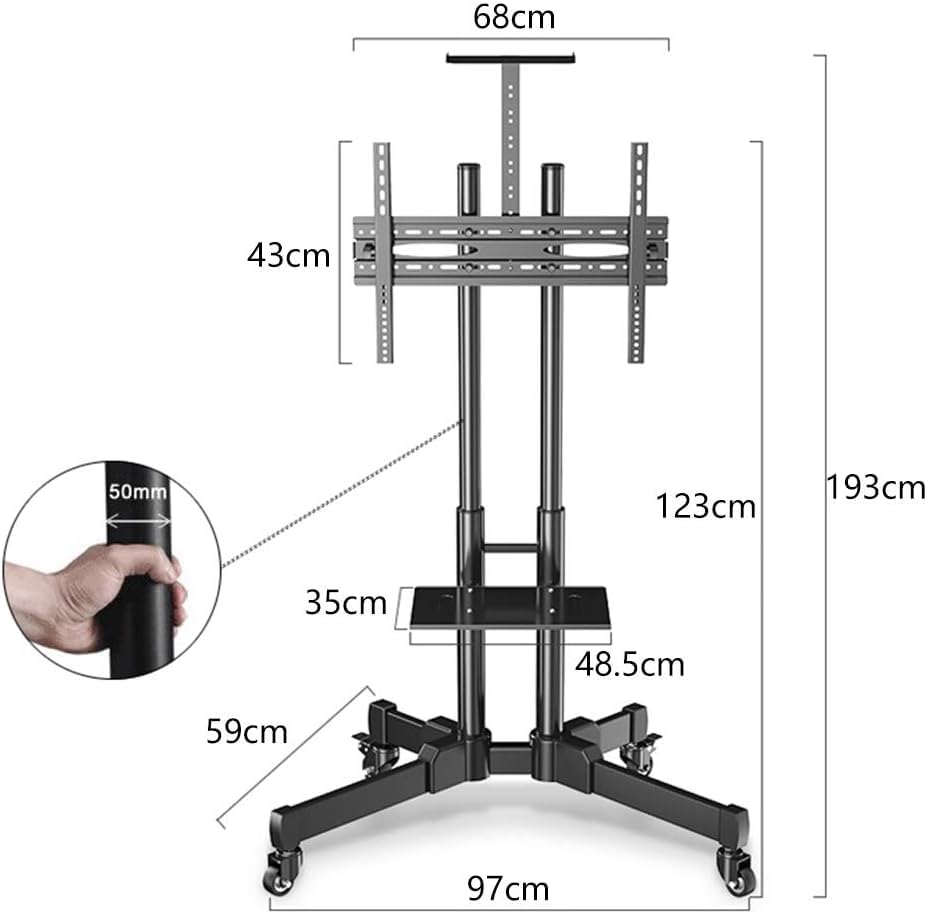 Soporte móvil para TV, base con ruedas ajustable miniatura 2