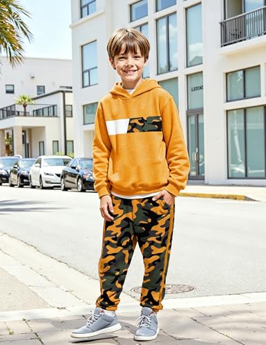 Image of Boys Clothes Boy Outfits 2-Piece Long Sleeve Hoodie and Camouflage Pants Boys Fall Winter Clothes for 6-16 Years