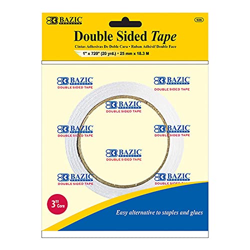 Bazic 1 inch x 20 Yard (720 inches) Double Sided Tape, Case of 24