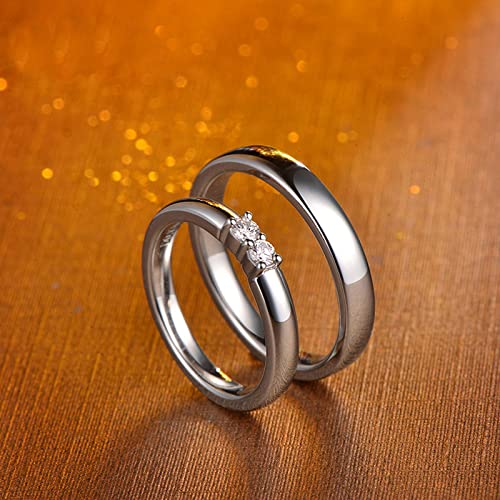 WSX Diamond Matching Couples Rings for for Him and Her Sterling Silver/10K/14K/18K Wedding Promise Rings, Free Engrave3