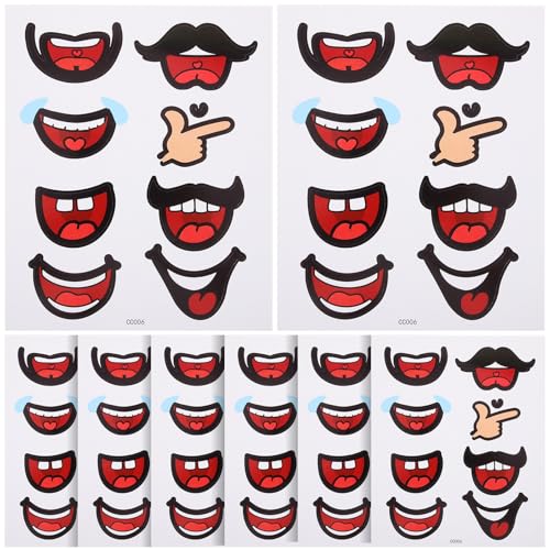 HOODANCOS Pegatinas Autoadhesivas de Boca de Dibujos Animados 20 Hojas de Calcomanías de Labios para Manualidades DIY Etiquetas para Scrapbooking y Decoración Creativa en Fiestas y