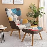 KGOPK Accent Chair with Ottoman, Living Room Chair and Ottoman Set, Comfy Side Armchair for Bedroom,