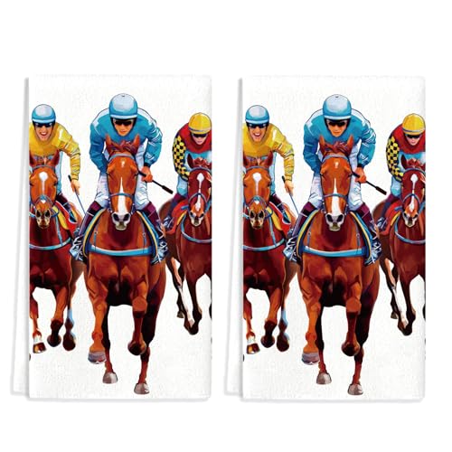 Nepnuser Kentucky Kitchen Towels Churchill Downs Derby Horse Racing Party Decoration Dish Towels 18x26Inch Home Hand Towels Set of 2