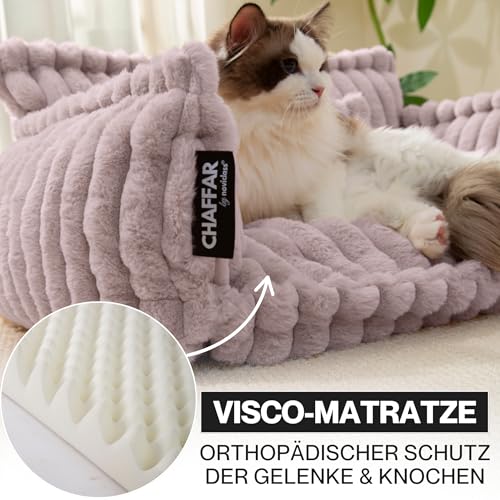 noviclass® Katzensofa Chaffar | Katzenbett Hundebett Hundesofa | Orthopädische Matratze | Moderner Stil | Cord-Design Größen (Zartrosa, M (80cm))